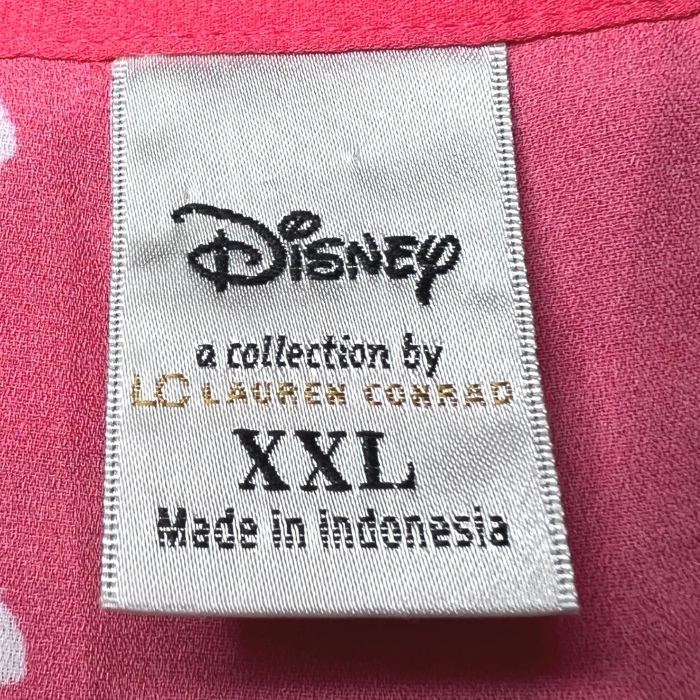 Disney Lauren Conrad Womens Size XXL Pink‎ Heart Print Sleeveless Blouse Ruffle - Picture 4 of 10